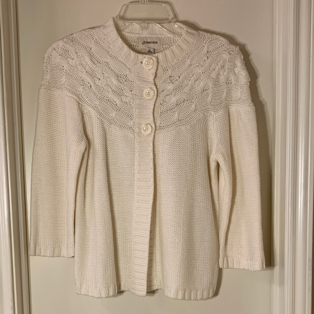 St. John's Bay Women's Cream Cardigan Sweater